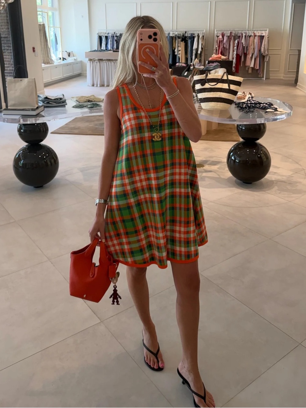 Staud Piazza Dress in Villa Plaid L